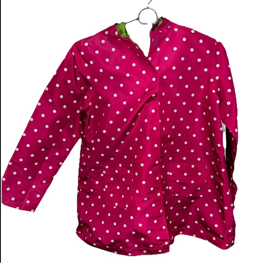 Pink Polka Dot Velcro Raincoat